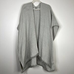 Aerie Loose Knit Gray & White Striped Oversized Soft Comfy Poncho